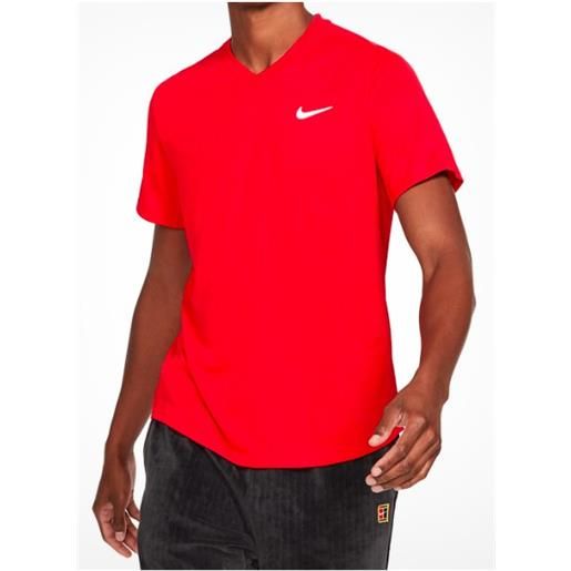 Nike m nkct df vctry top t-shirt m/m scollo v dri fit rossa uomo