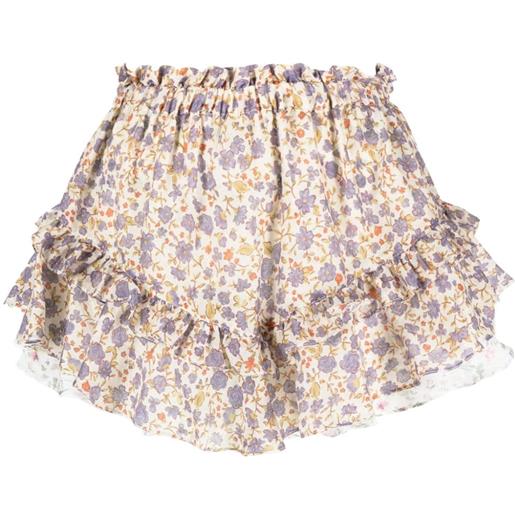 PNK shorts a fiori con ruches - viola
