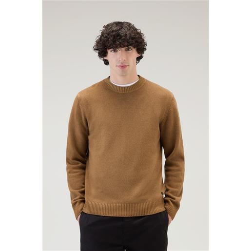Woolrich uomo maglione girocollo tinto in capo in pura lana vergine marrone taglia s