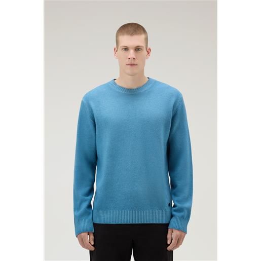 Woolrich uomo maglione girocollo tinto in capo in pura lana vergine blu taglia s