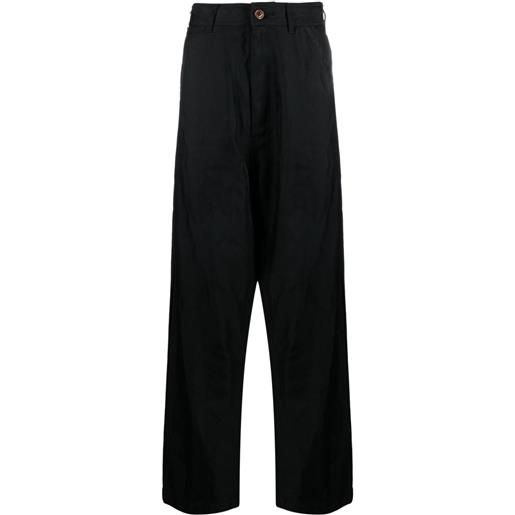 Black Comme Des Garçons pantaloni dritti con cavallo basso - nero