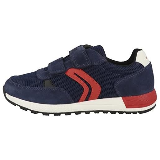 Geox j alben boy a, sneakers bambini e ragazzi, blu/rosso (navy/red), 31 eu