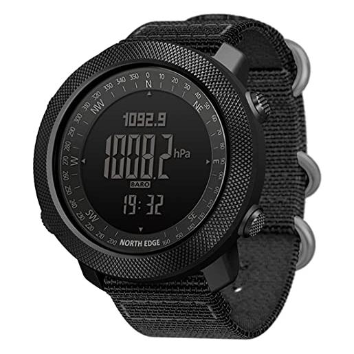 RUTXE orologio militare da esterno da uomo multifunzionale digitale da polso cinturino in nylon 50m altimetro barometro bussola orologio impermeabile per alpinismo nuoto fitness (black)