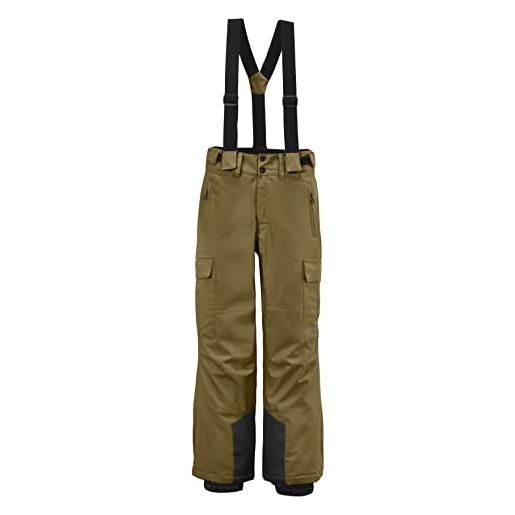 Killtec ksw 183-pnts pantaloni funzionali da sci con pettorina rimovibile, paraneve e protezione dei bordi, marrone chiaro, 176 bambino