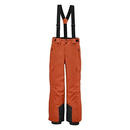 Killtec ksw 183-pnts pantaloni funzionali da sci con pettorina rimovibile, paraneve e protezione dei bordi, marrone chiaro, 176 bambino
