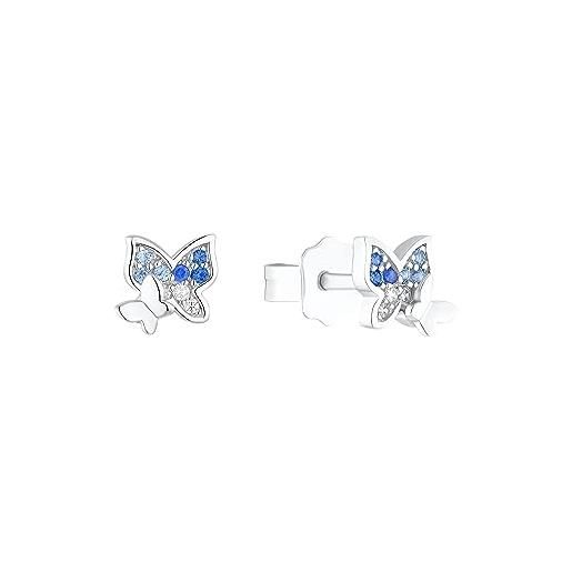 Prinzessin Lillifee orecchini a perno in argento sterling 925 per bambine, con zirconi sintetici, 0,6 cm, argento, farfalla, in confezione regalo, 2037074