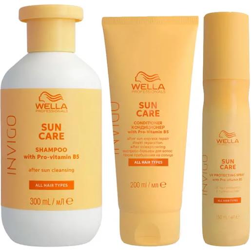 WELLA kit invigo sun shampoo 300ml + conditioner 200ml + spray protezione uv 150ml