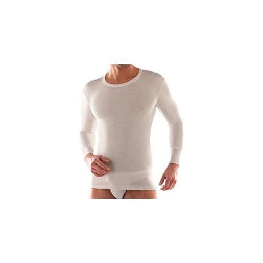 Liabel t-shirt uomo girocollo manica lunga, misto lana (80% pesante) - bianco, xxl-7