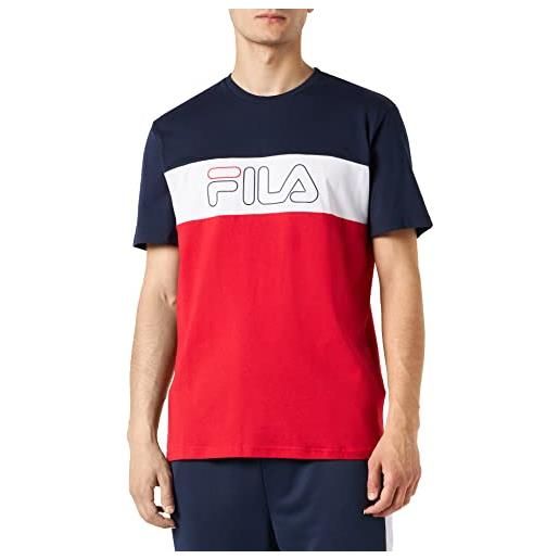 Fila logo stamford blocked t-shirt, black iris-true red bright white, xl uomo