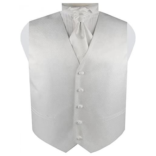 ME&SLEEVE classico degli uomini 3 pz jacquard formale gilet set ascot cravatta quadrato tascabile per abito da sposa/smoking