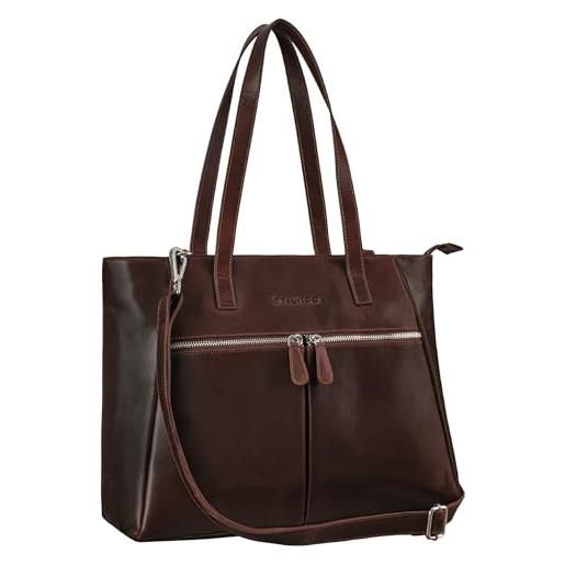 STILORD 'madeleine' borsa da donna grande in pelle vintage elegante borsa a tracolla business bag per pc da 13,3 pollici borsa a spalla per lavoro shopping, colore: nero