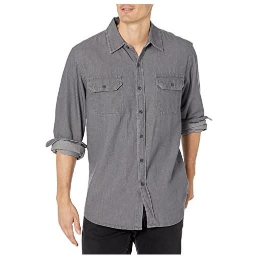 Wrangler Authentics men's long-sleeve classic woven shirt, grey, medium
