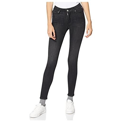 Replay luzien powerstretch denim, jeans conico, donna, nero (098 black), 32w / 32l