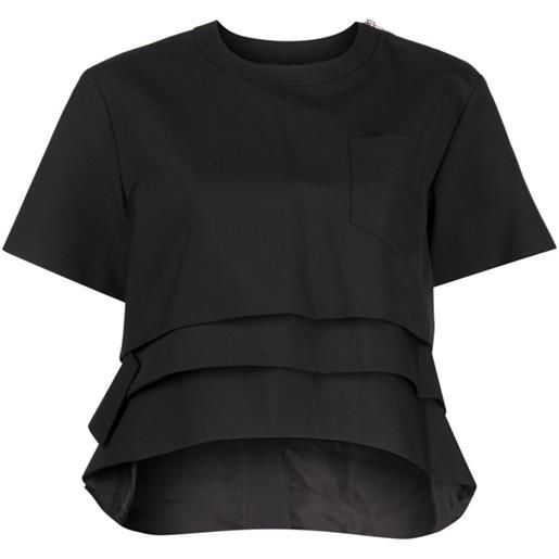 sacai t-shirt con design a strati - nero