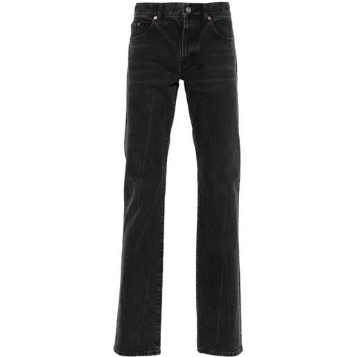 Saint Laurent jeans dritti con placca logo - nero