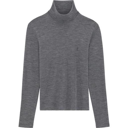 Saint Laurent maglione a collo alto con ricamo - grigio