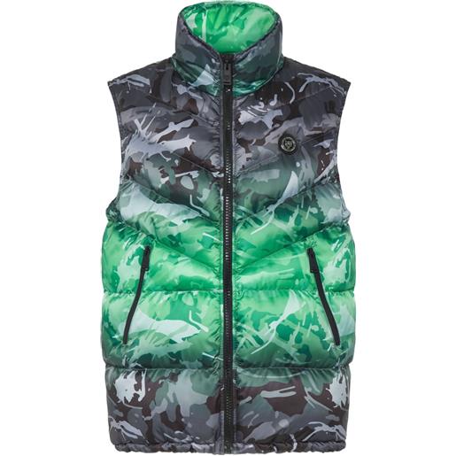 Plein Sport gilet imbottito con stampa camouflage - grigio