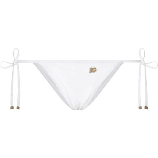 Dolce & Gabbana slip bikini con placca logo - bianco