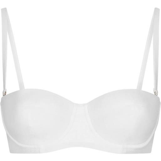 Dolce & Gabbana top bikini con placca logo - bianco