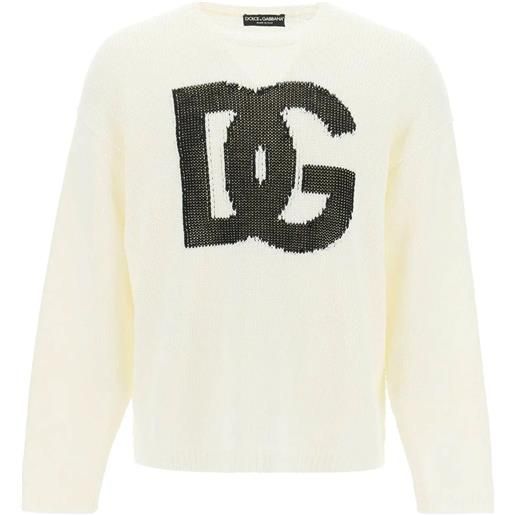 Dolce & gabbana - maglione in lino con logo