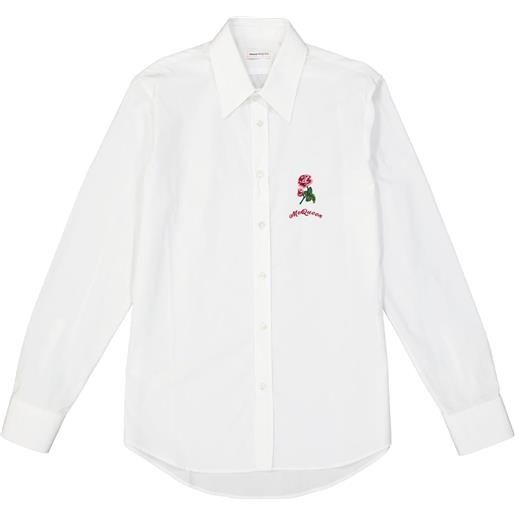 Alexander mcqueen - camicia in cotone con dettaglio floreale