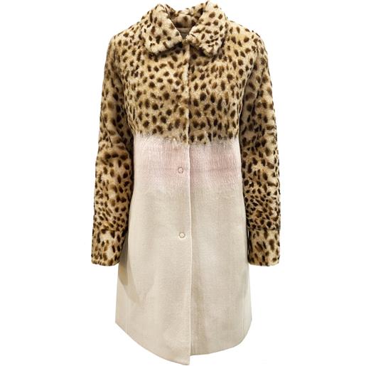 Drome - cappotto in shearling con maniche leopardate