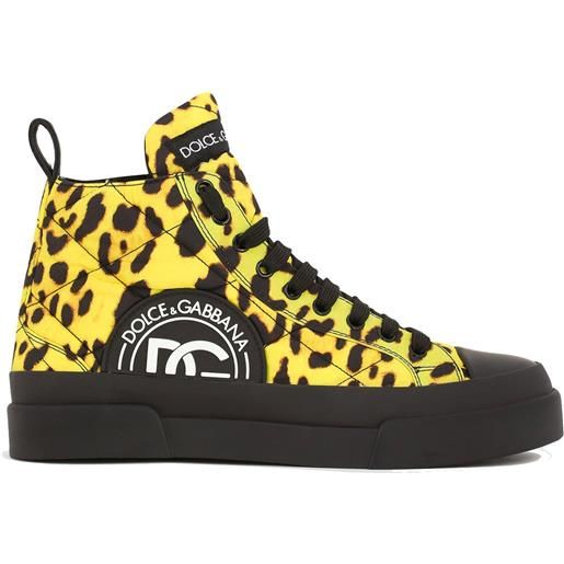 Dolce & gabbana - sneakers trapuntate in leopardo