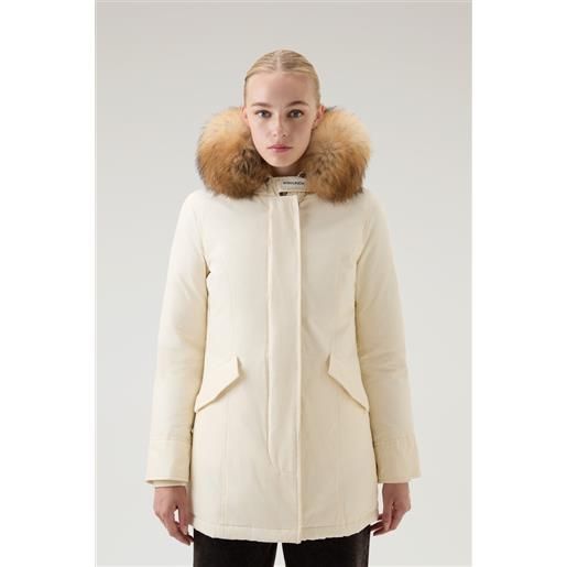 Woolrich donna arctic parka in ramar cloth con pelliccia removibile bianco taglia xs