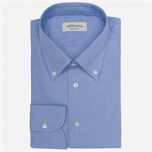 Apposta camicia tinta unita azzurro 100% puro cotone fil-a-fil doppio ritorto, collo stile collo button down