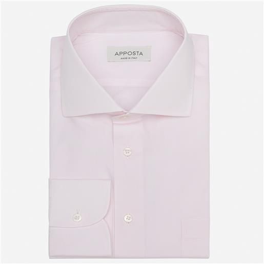 Apposta camicia tinta unita rosa 100% puro cotone popeline doppio ritorto giza 45, collo stile collo semifrancese