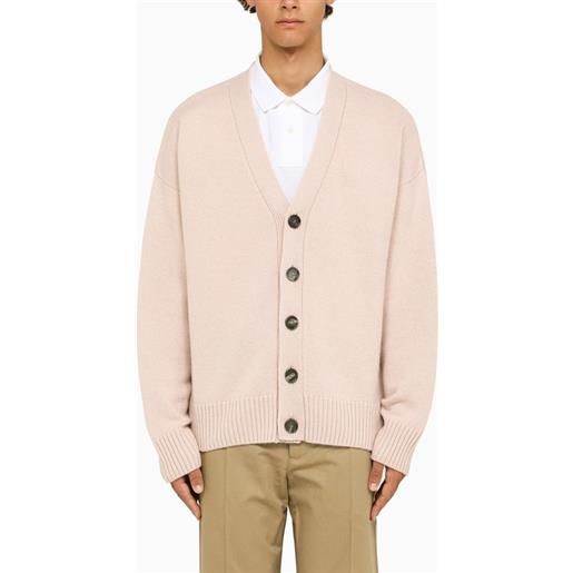 Ami Paris cardigan rosa cipria in lana e cashmere