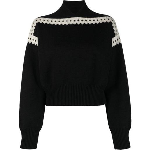 Saint Laurent maglione con motivo a intarsio - nero