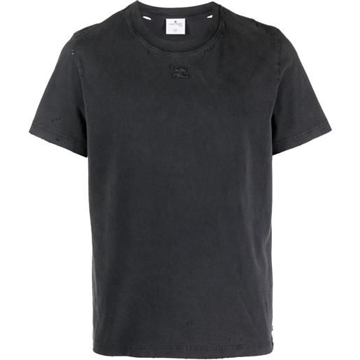 Courrèges t-shirt con effetto vissuto - grigio