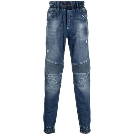Philipp Plein jeans affusolati a vita media - blu