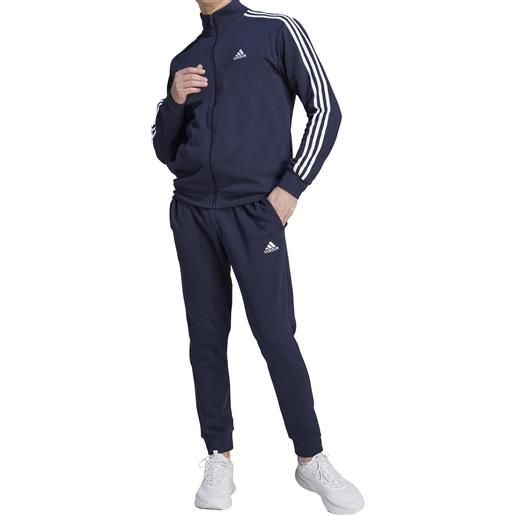 Adidas tuta da uomo basic 3-stripes fleece blu
