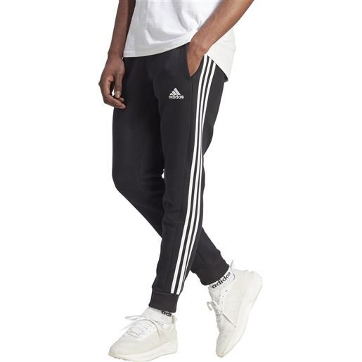 Adidas pantaloni da uomo essentials fleece 3-stripes tapered cuff nero