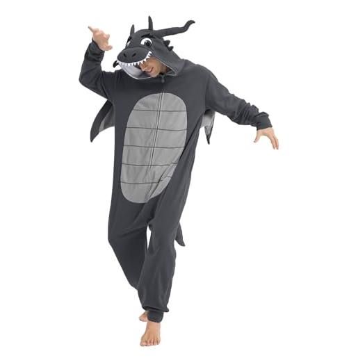 Pigiama Animale Drago Viola Unisex | Costume Cosplay In Pile | Con Cappuccio E Coda | Taglie Da XS A XL