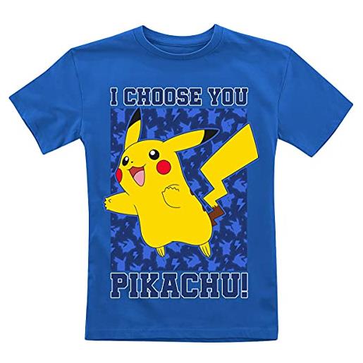 Pokémon kids - pikachu i choose you maglietta unisex blu anime, fan-merch, gaming, pikachu, blu, 10 anni