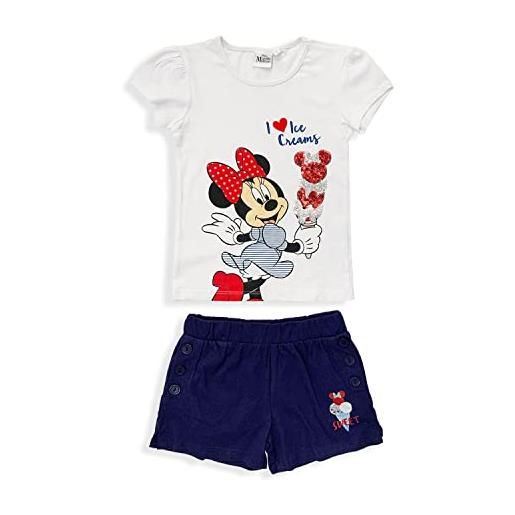 SUN CITY completo estivo disney minnie mouse, t-shirt e short da bambina, 6 anni, blu