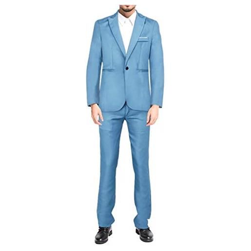 Generic 2023 nuovo stile y2 - abito da uomo con bottoni sottili a colori abito da spettacolo giacca cappotto e pantaloni camicia da uomo sottile, blu cielo, xxxl