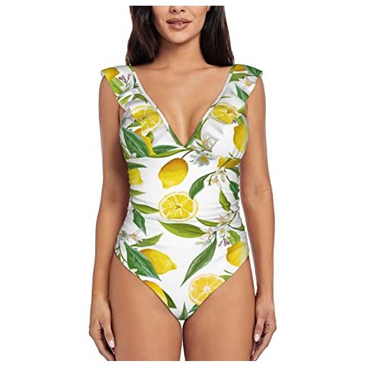 RBAZYFXUJ costume da bagno da donna, giallo limone spiaggia, costume da bagno con controllo della pancia, costume da bagno, come mostrato, l