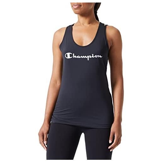 Champion athletic c-tech quick dry metallic logo canottiera, nero, m donna