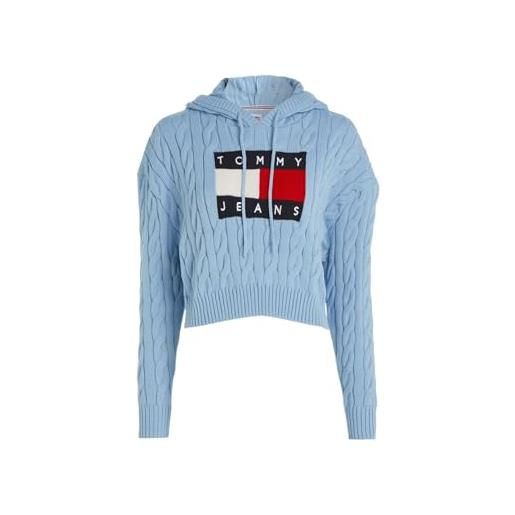 Tommy Jeans maglione con cappuccio intrecciato center flag dw0dw16528 nero l