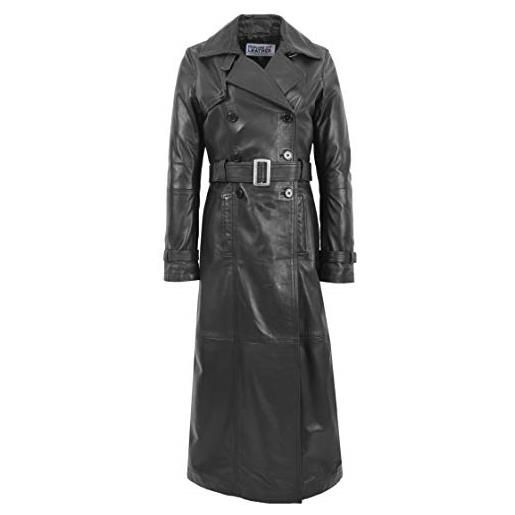 House Of Leather womens vera pelle completa cappotto doppio petto trench stile sharon nero nero 52