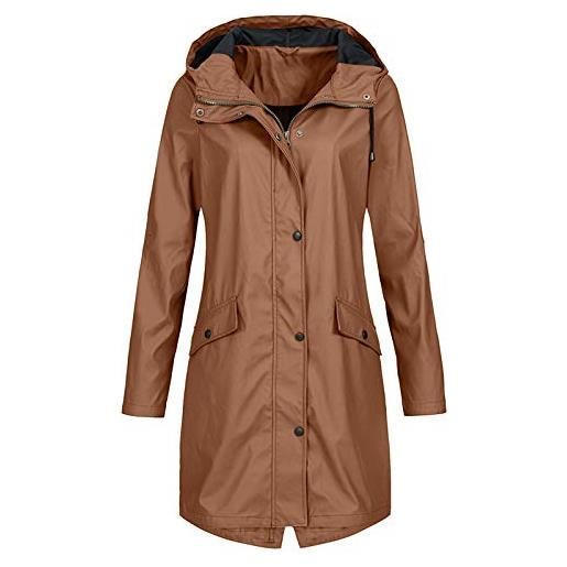 Sunnyuk giacca invernale donna giubbino antipioggia impermeabile giacche da trekking trench riutilizzabile foderata jacket per sportiva outdoor primaverile/estive multiuso pioggia con coulisse poncho cappotto