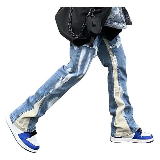 ORANDESIGNE uomo jeans hip hop skate jeans stampati pantaloni baggy skate stile hipster jeans denim urban gamba dritta allentata per adolescenti vintage harajuku jeans