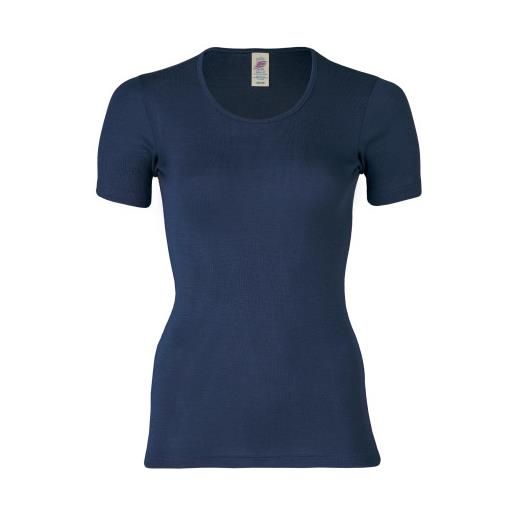 Engel maglietta donna a manica corta in lana seta - col. Blu marine