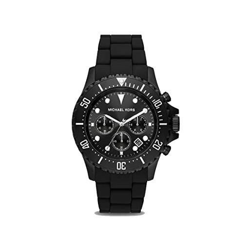 Michael Kors orologio everest da uomo, movimento cronografo, cassa in acciaio inossidabile nera da 45 mm con cinturino misto, mk8980, nero jet