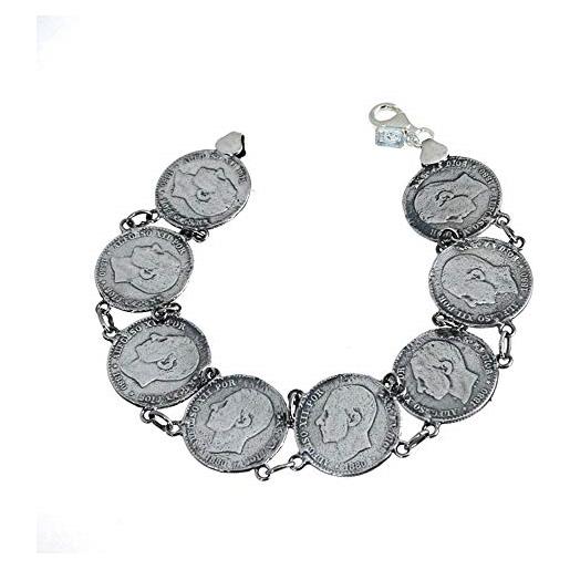 Minoplata bracciale monete in argento sterling, un gioiello classico per donne che amano i design senza tempo. E argento, colore: argento, cod. 12645