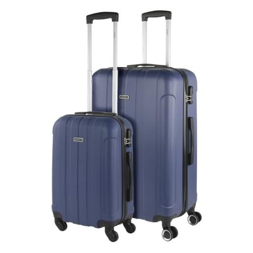 ITACA - set valigie - set valigie rigide offerte. Valigia grande rigida, valigia media rigida e bagaglio a mano. Set di valigie con lucchetto combinazione tsa 771115b, cowboy blu
